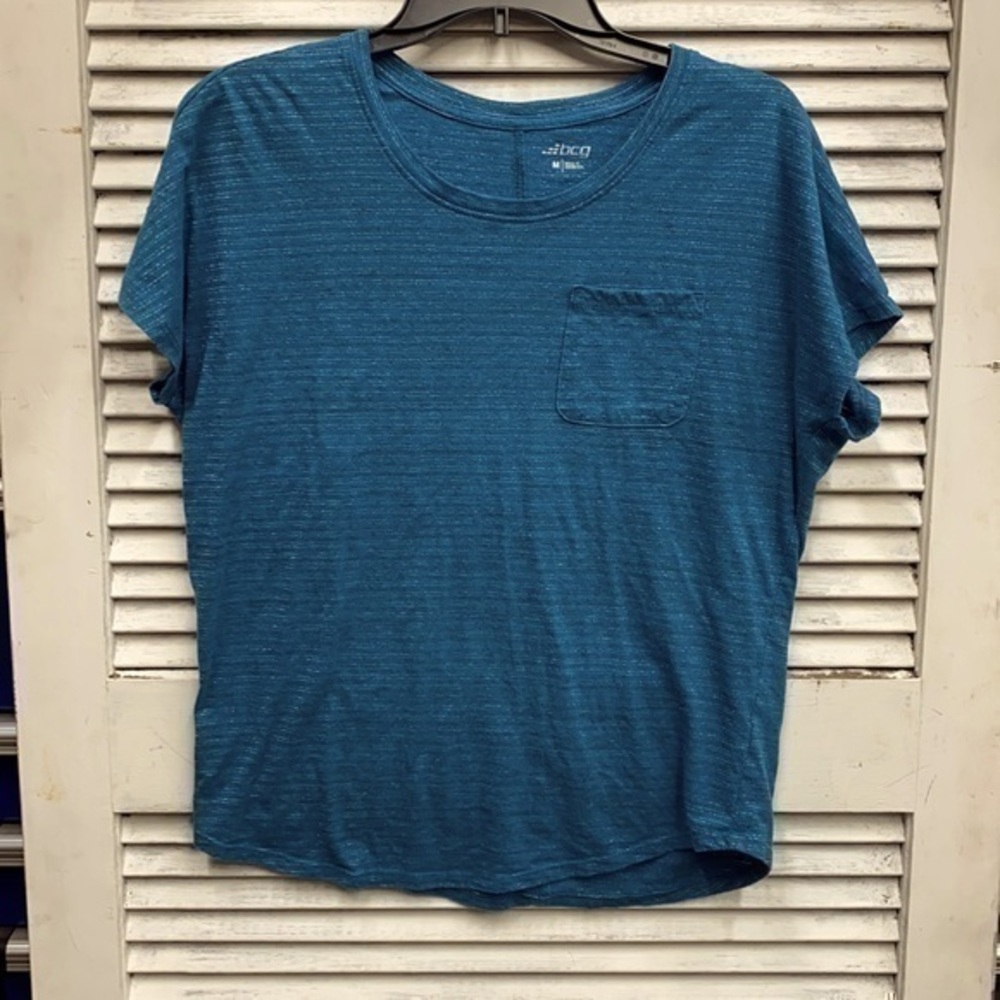 Teal and Silver Striped Top size Medium